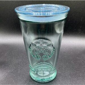 Starbucks recycled green glass cold tumbler 16oz Grande size made in Spain.